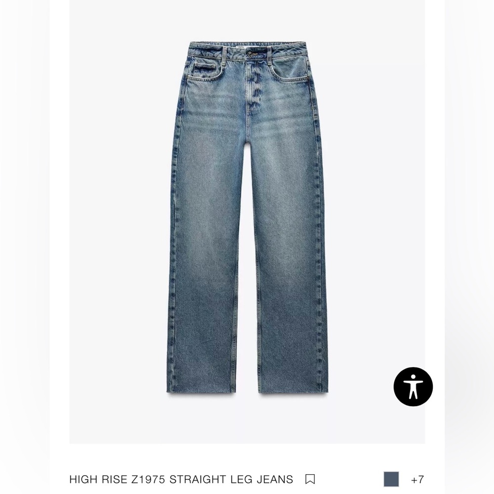 Zara High Rise Z1975 Straight Leg Jeans in Indigo
